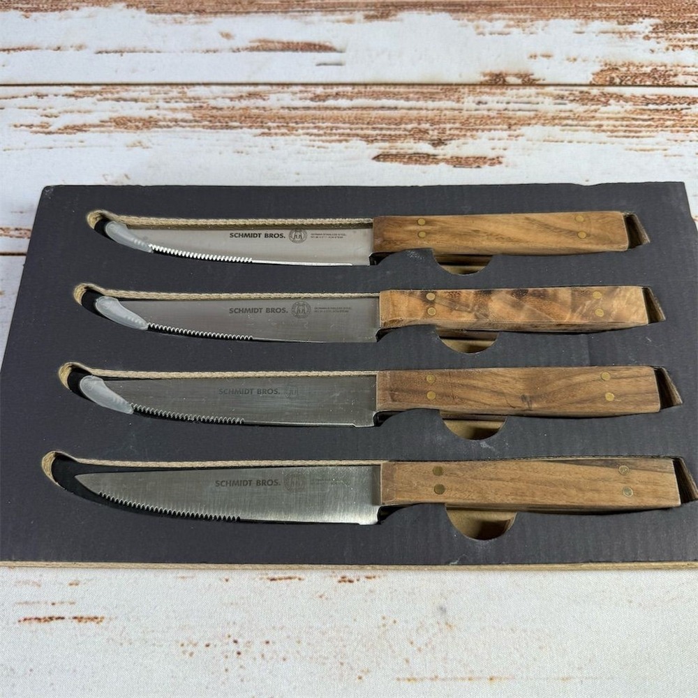 Schmidt Bros 4 Piece Steak Knives Set Serrated German Steel Cutlery